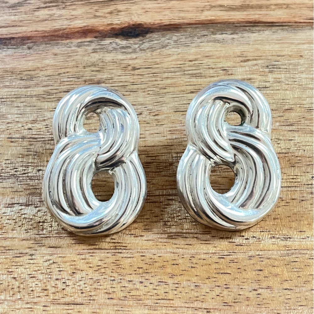 TAXCO Mexican Sterling Silver Twisted Metal Earrings